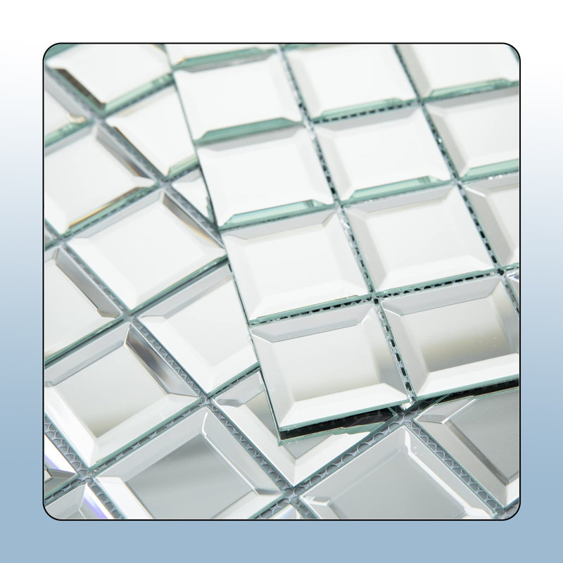 Smith Thera Mirror Glass Mosaic Tile 2" Beveled Silver Crystal Mosaic